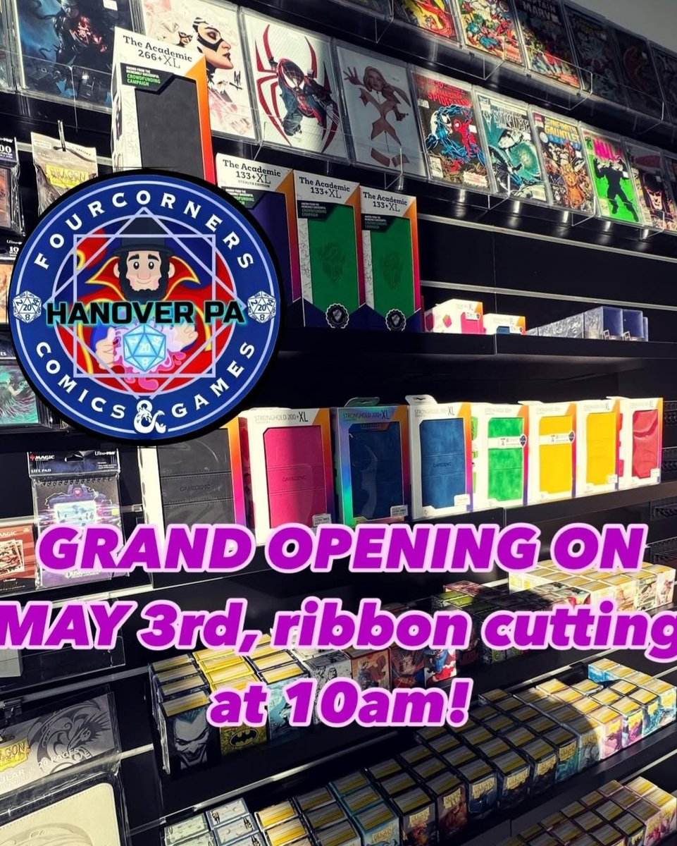 Everyone! If you are in the Hanover/Gettysburg area tomorrow, then stop by 34 Franklin Street, Hanover PA, for the grand opening of Four Corners comics! If you can't make it, then be sure to stop by your local comic shop or library for FREE COMIC BOOK DAY! 
#freecomicbookday