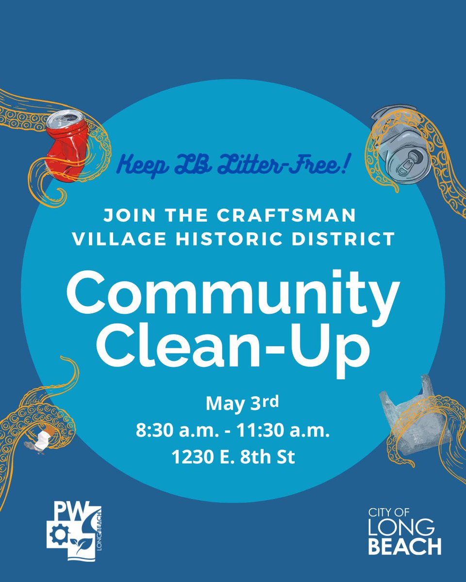 LBPublicWorks's tweet photo. Spring cleaning season is here, @LongBeachCity!๐ทโจ
Start May strong with the @CVHD1992 to #KeepLBClean ๐งผ
๐
Saturday, May 3, 2025
๐ฃ 8:30 a.m. - 11:30 a.m.
๐ 1230 E. 8th St
Want to host a clean-up? ๐ค Visit โก๏ธ https://t.co/5aOapnawMa https://t.co/q4dzL7YFNK
