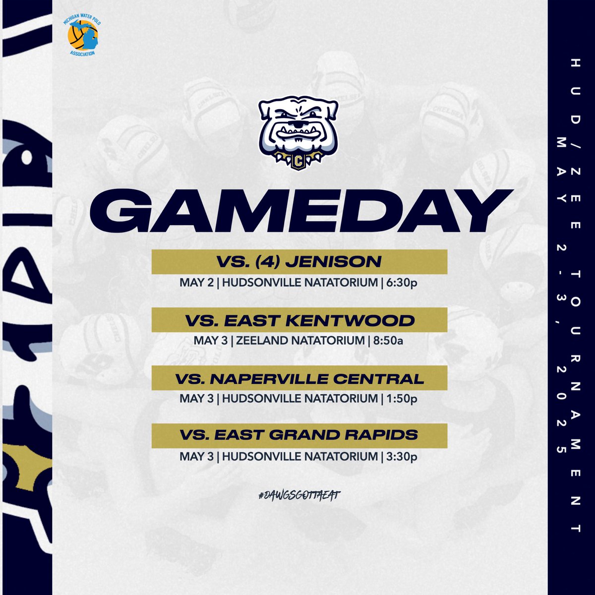 🔥TOURNAMENT GAME DAY🔥

Dawgs make the long trip to the west side to take on some top competition as we are heading into the homestretch before the postseason! Be sure to follow along if you are cheering from home!! 

#dawgsgottaeat #roaddawgsszn 

🔥🐾🤽‍♀️