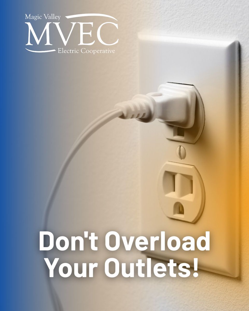 MagicValleyEC's tweet image. 🔌𝗗𝗼𝗻&apos;𝘁 𝗢𝘃𝗲𝗿𝗹𝗼𝗮𝗱 𝗬𝗼𝘂𝗿 𝗢𝘂𝘁𝗹𝗲𝘁𝘀!🔌 

Plugging in too many devices can cause overheating and fire risks.  

💡 Tip: If you need more outlets, consider using a power strip with a built-in circuit breaker, and always follow the manufacturer&apos;s guidelines.