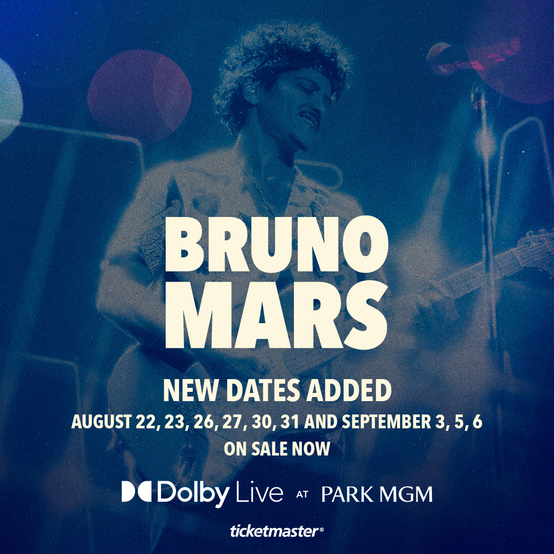 Catch the vibe at Dolby Live—@brunomars returns in August and September.
Tickets on sale now: mgm.parkmgm.com/1mx2tfqt