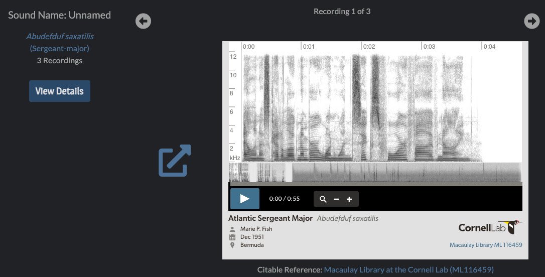 Browsing our recordings just got easier! We've now embedded visualizations for the almost 1000 <a href="/MacaulayLibrary/">Macaulay Library at the Cornell Lab</a> recordings we link to on FishSounds. And we're hoping to improve the rest of our recording visualizations later this year!