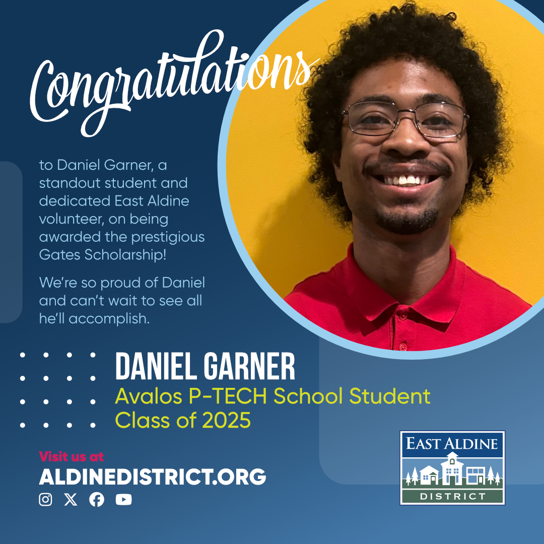 Daniel said he draws strength from those who believed in him before he believed in himself — especially his parents, mentors, teachers, and friends. Congrats, Daniel! Read more about his prestigious scholarship: aldinedistrict.org/2025/05/avalos…