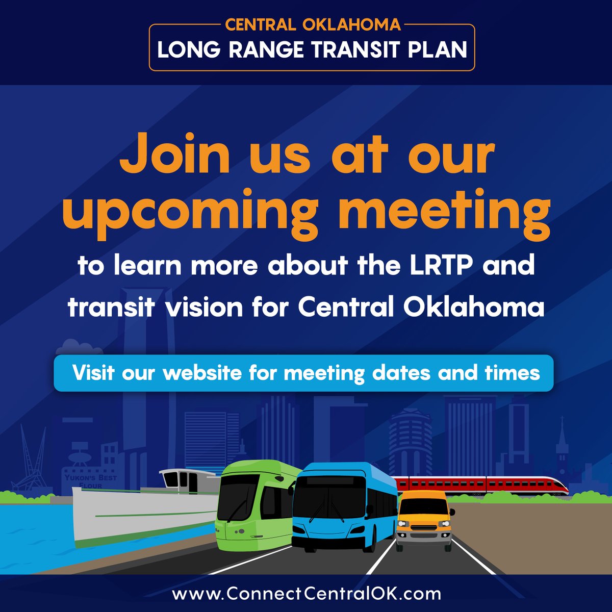 ACOG (@acogok) on Twitter photo Join us at an upcoming meeting to learn more about the LRTP and transit vision for Central Oklahoma.
Visit our website for meeting dates and times
ConnectCentralOK.com Join us at an upcoming meeting to learn more about the LRTP and transit vision for Central Oklahoma.
Visit our website for meeting dates and times
ConnectCentralOK.com