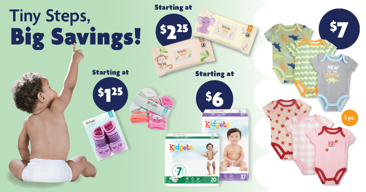 👋Your Family Dollar friend here letting you know that it's National Baby Day 👶🩵 Celebrate your little one a little extra today with these low prices on our exclusive baby brand, Kidgets. Choose quality, choose comfort, choose Kidgets!