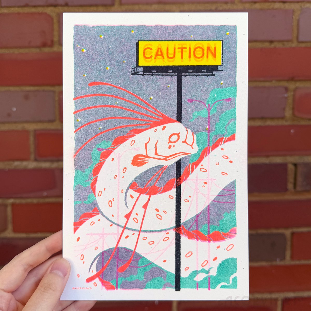 the fun thing about riso is getting different vibes from the exact same print run (fluorescent orange, fluorescent pink, yellow, turquoise, black)

shop update on may 3, 2pm cst