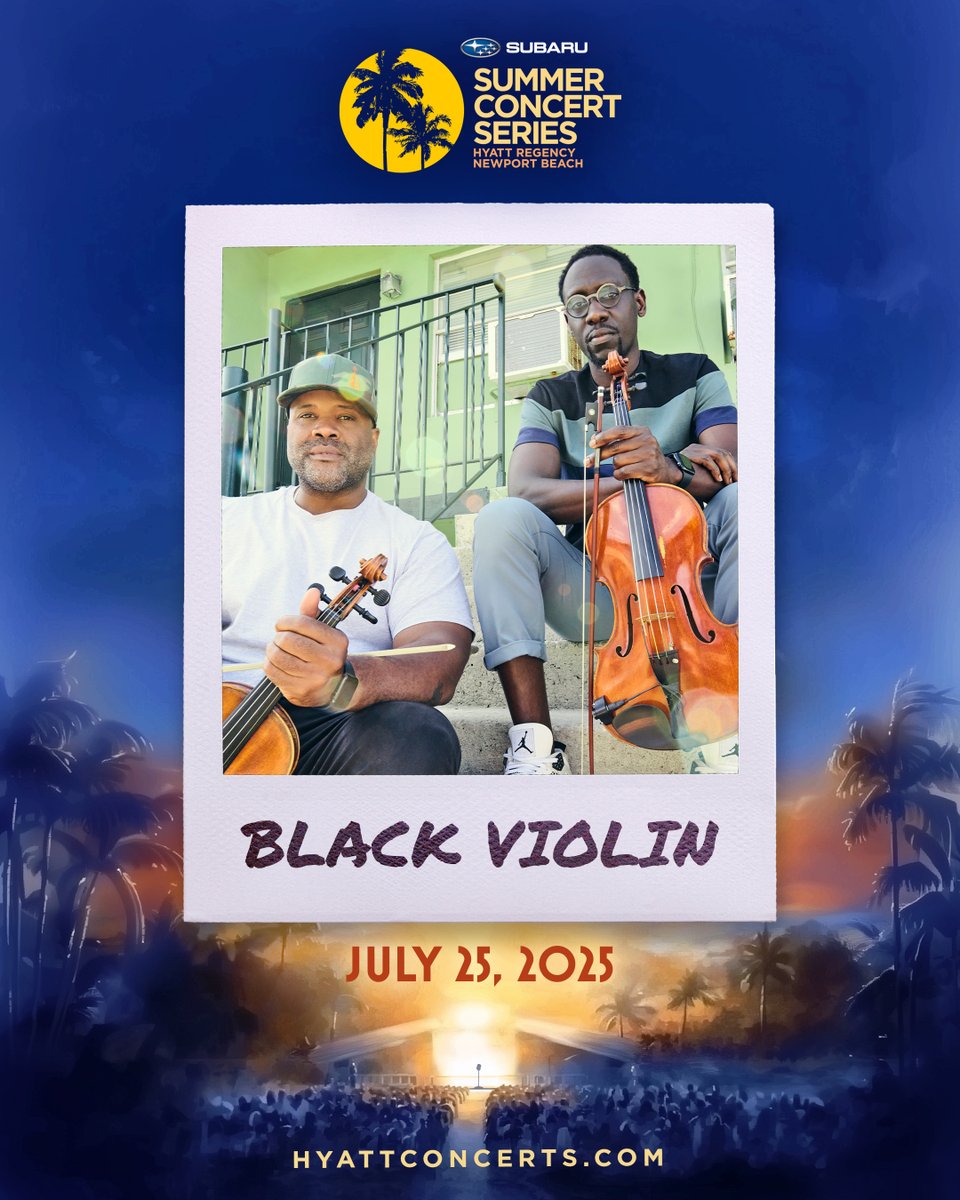 Subaru Summer Concert Series (@hyattconcerts) on Twitter photo ANNOUNCEMENT:
<a href="/BlackViolin/">Black Violin</a> is the first artist in our 2025 lineup!
20 years, 5 albums + 2 Grammy noms. 🏆
Experience a blend of classical, hip-hop, funk and soul, uniting us all with a message of hope and possibility.
📍Link in bio
#subarusummerconcertseries #blackviolin ANNOUNCEMENT:
<a href="/BlackViolin/">Black Violin</a> is the first artist in our 2025 lineup!
20 years, 5 albums + 2 Grammy noms. 🏆
Experience a blend of classical, hip-hop, funk and soul, uniting us all with a message of hope and possibility.
📍Link in bio
#subarusummerconcertseries #blackviolin