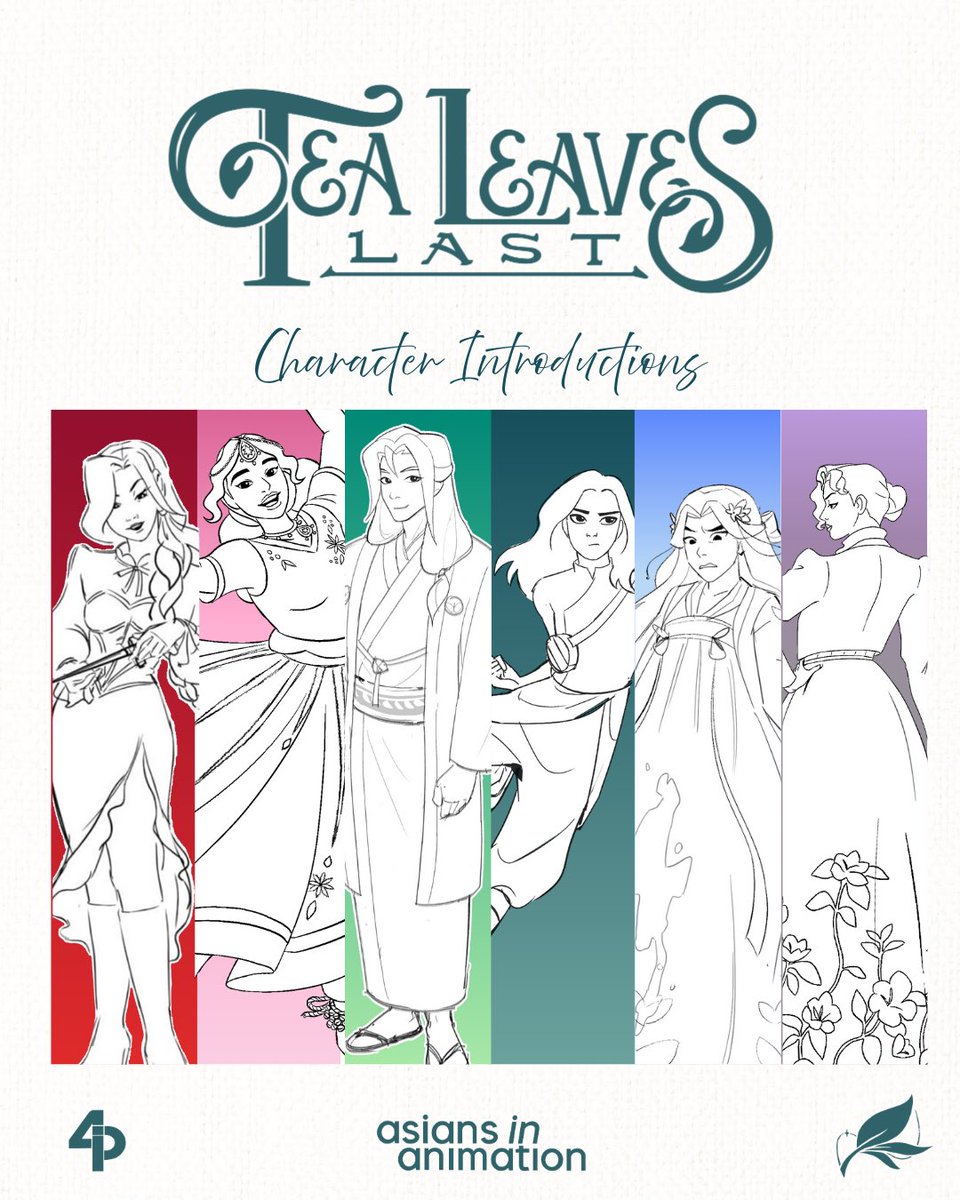 Now announcing… #AsiansInAnimation 4P’s “Tea Leaves Last”! Core productions wrapped and we’re introducing the characters we've spent 8 months developing. Read the full update, with stats, fan art, and more: bit.ly/4p-apr2025upda… #TeaLeavesLast