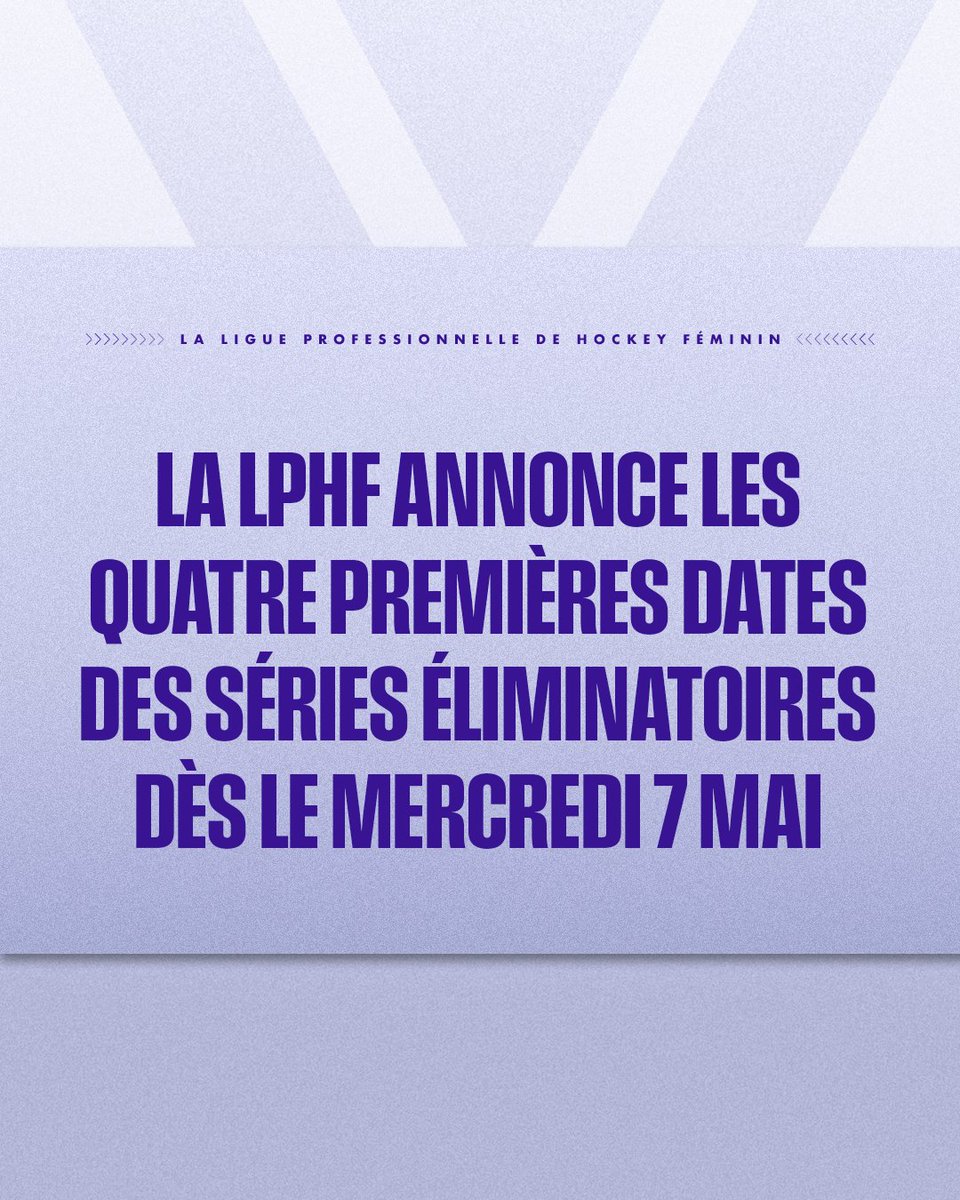 The countdown to Playoffs is ON! 🗣️

The PWHL has announced that the first four games of the 2025 PWHL Playoffs, presented by SharkNinja, will be played from May 7-11.

La LPHF a annoncé que les quatre premiers matchs des séries éliminatoires 2025, présentées par SharkNinja,