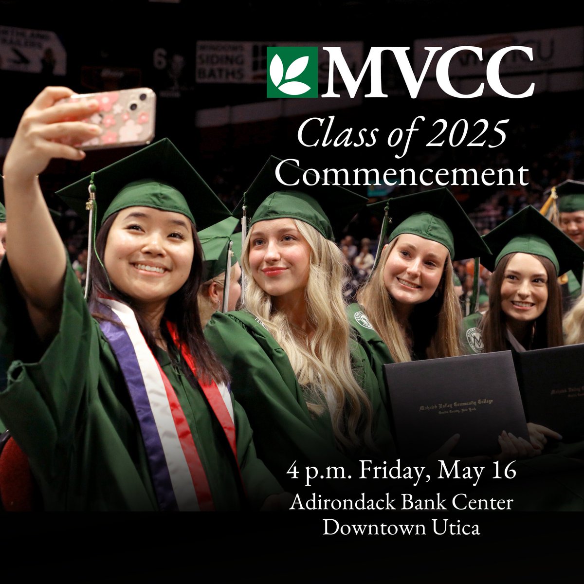 🌟🎓 It’s graduation week! 🎓🌟
If you’re planning to walk at graduation this Friday, make sure you have all the details for the ceremony, which is being held at the Adirondack Bank Center in Downtown Utica. Find all the details here:  mvcc.edu/graduate