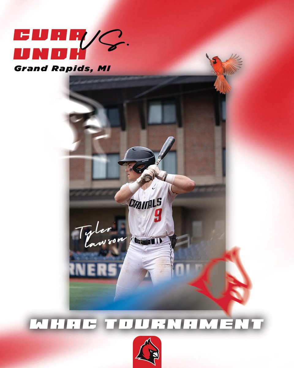 CUAABaseball's tweet photo. Game Day! 🔥
The #DiamondCards look to roll on in the 3rd round of the WHAC tournament, taking on the Racers at 6:00 PM! https://t.co/pWO49usltf