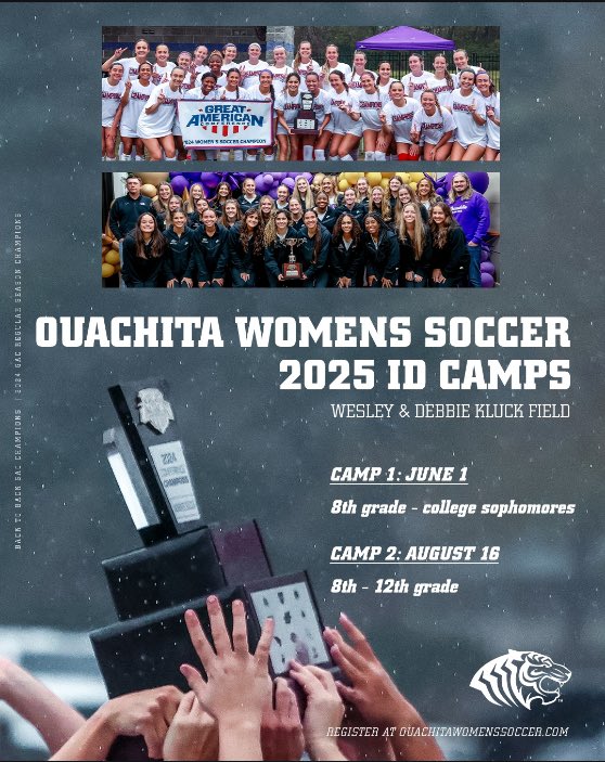 Calling all prospects!

We have spaces open for our Prospect ID Camps in June as well as August.

Sign up now at Ouachitawomenssoccer.com