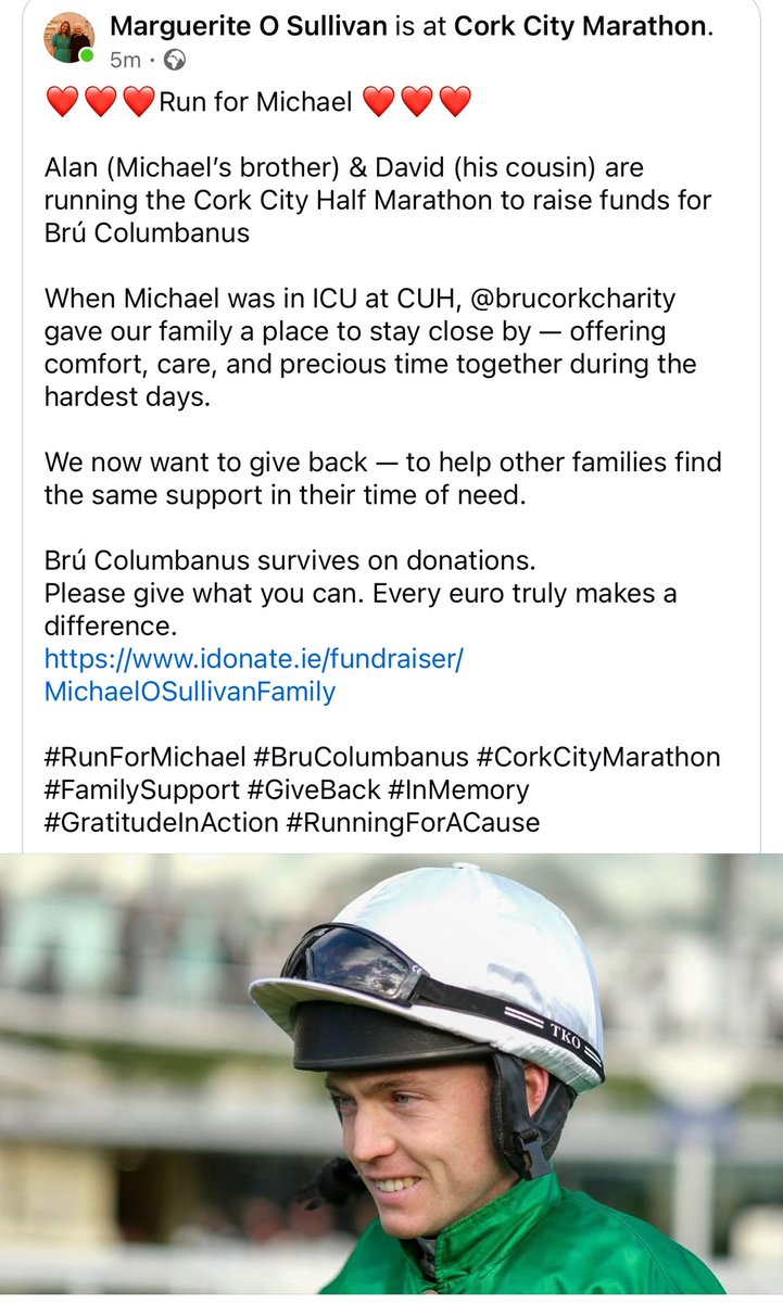 Eugene M O Sullivan (@emosulivan15) on Twitter photo Run For Michael. Please support this wonderful cause <a href="/punchestownrace/">Punchestown</a> <a href="/CheltenhamRaces/">CheltenhamRacecourse</a> <a href="/corkracecourse/">Cork Racecourse</a> <a href="/TramoreRaces/">Tramore Racecourse</a> <a href="/RacingTV/">Racing TV</a> <a href="/itvracing/">ITV Racing</a> <a href="/RTEracing/">RTÉ Racing</a>
idonate.ie/fundraiser/Mic… Run For Michael. Please support this wonderful cause <a href="/punchestownrace/">Punchestown</a> <a href="/CheltenhamRaces/">CheltenhamRacecourse</a> <a href="/corkracecourse/">Cork Racecourse</a> <a href="/TramoreRaces/">Tramore Racecourse</a> <a href="/RacingTV/">Racing TV</a> <a href="/itvracing/">ITV Racing</a> <a href="/RTEracing/">RTÉ Racing</a>
idonate.ie/fundraiser/Mic…