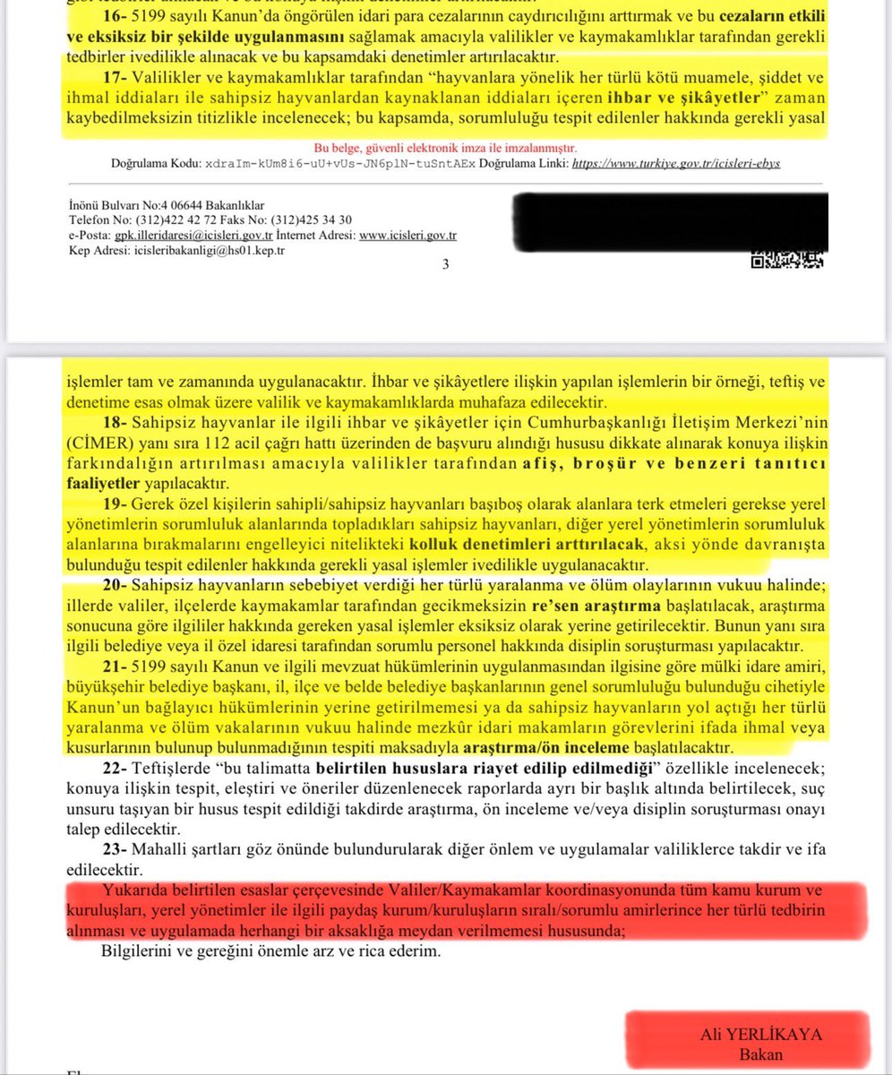 Göreviniz bu yapın dedik dinlemediniz! 

Sayın Valiler, Sayın Kaymakamlar! <a href="/TC_icisleri/">T.C. İçişleri Bakanlığı</a> Bakanı Sayın <a href="/AliYerlikaya/">Ali Yerlikaya</a>  da yazmış göndermiş, ellerine sağlık!

Şimdi çalışma vakti!

Artık başıboş köpek zulmünü 112’ye ihbar edebileceğiz! Başınıza gelen her olayda çözüm 112 kadar yakın!