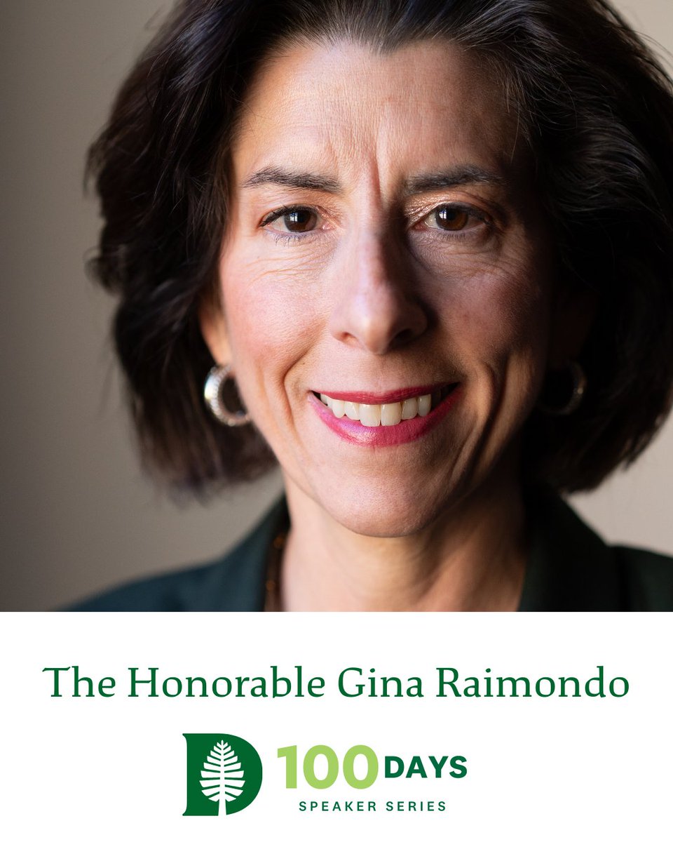 Rockefeller Center (@rockefellerctr) on Twitter photo Join The Honorable <a href="/SecRaimondo/">Secretary Gina Raimondo</a> for the Portman Lecture in the Spirit of Entrepreneurship, exploring AI development and national security.
5/9/2025
12:45 pm – 1:45 pm
Irving Institute Atrium
Register: dartgo.org/100DaysRaimondo
Livestream: dartgo.org/100DaysRaimond… Join The Honorable <a href="/SecRaimondo/">Secretary Gina Raimondo</a> for the Portman Lecture in the Spirit of Entrepreneurship, exploring AI development and national security.
5/9/2025
12:45 pm – 1:45 pm
Irving Institute Atrium
Register: dartgo.org/100DaysRaimondo
Livestream: dartgo.org/100DaysRaimond…