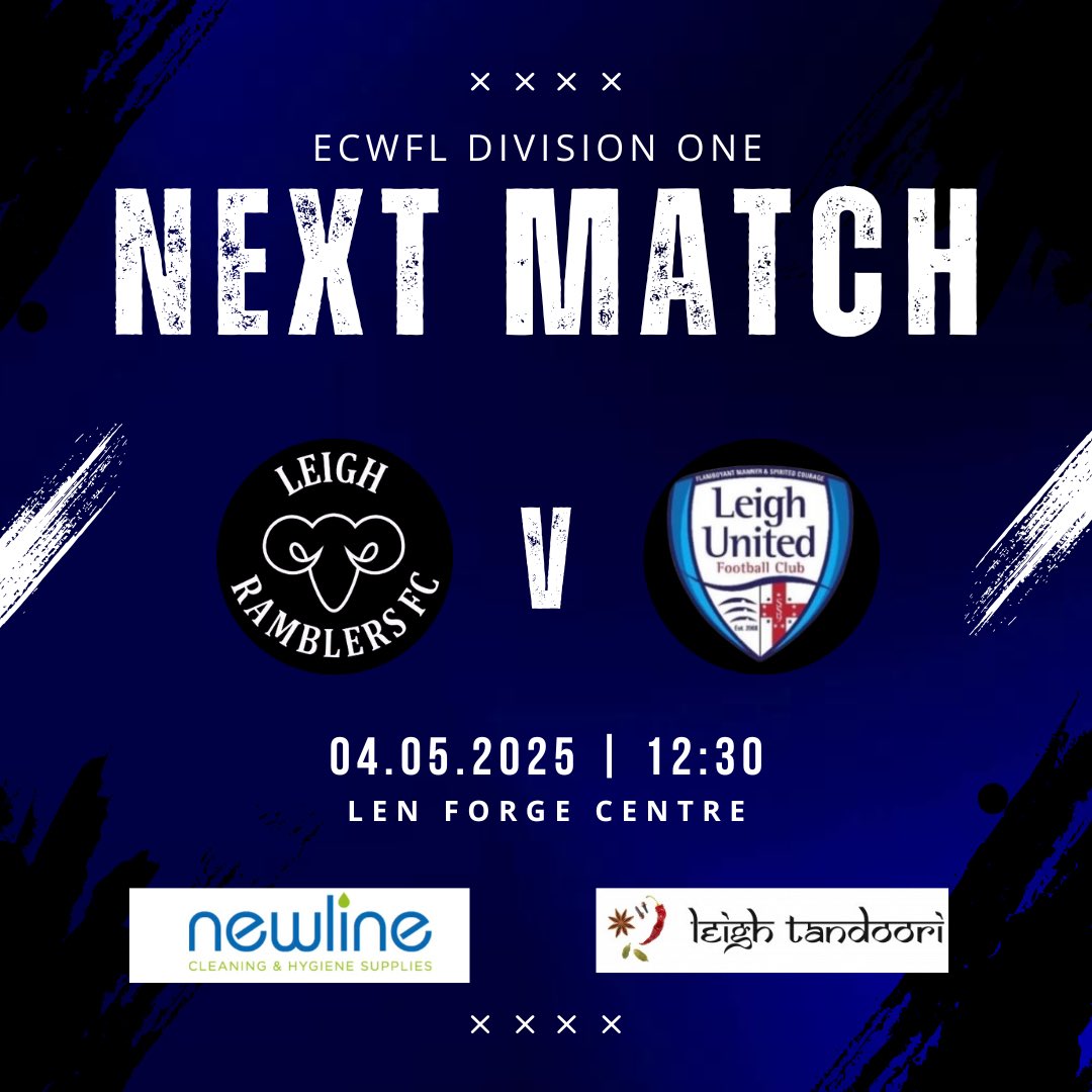 Leigh Ramblers Ladies (@ramblersladies) on Twitter photo Our next game against Broomfield was unfortunately cancelled this weekend. Although we now have our last game of the season this Sunday against Leigh United⚫️🔵
Come down and show your support at Len Forge for a 12:30 kick off, you won’t want to miss it! Our next game against Broomfield was unfortunately cancelled this weekend. Although we now have our last game of the season this Sunday against Leigh United⚫️🔵
Come down and show your support at Len Forge for a 12:30 kick off, you won’t want to miss it!