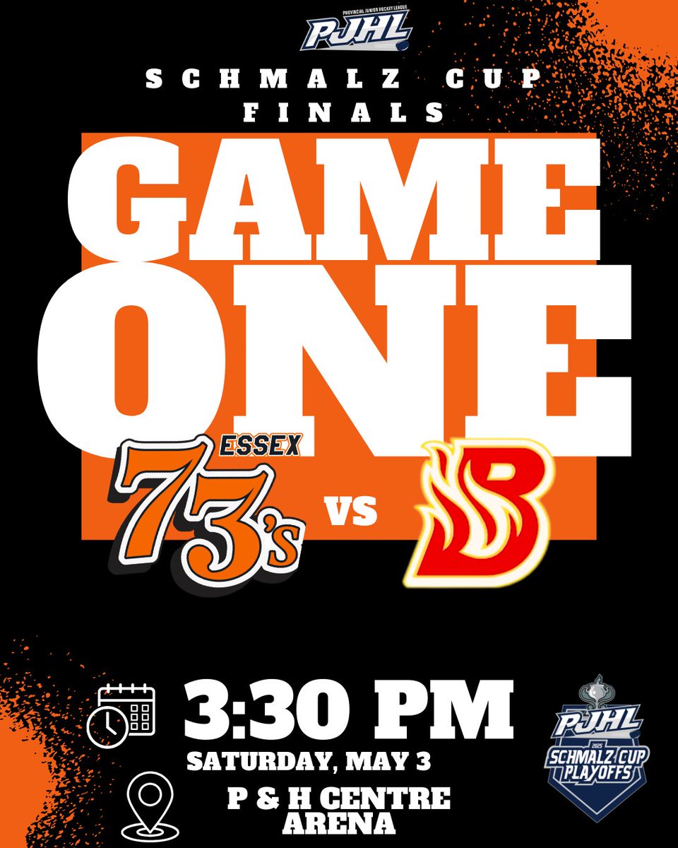 The stage is set. Your Essex 73’s will compete for their first Schmalz Cup in a decade, squaring off with the high-flying Hanover Barons! Game One will be in Hanover at the P &amp; H Centre Saturday May 3rd, with Game Two coming right back to Essex on Sunday with a 7:00pm start time.