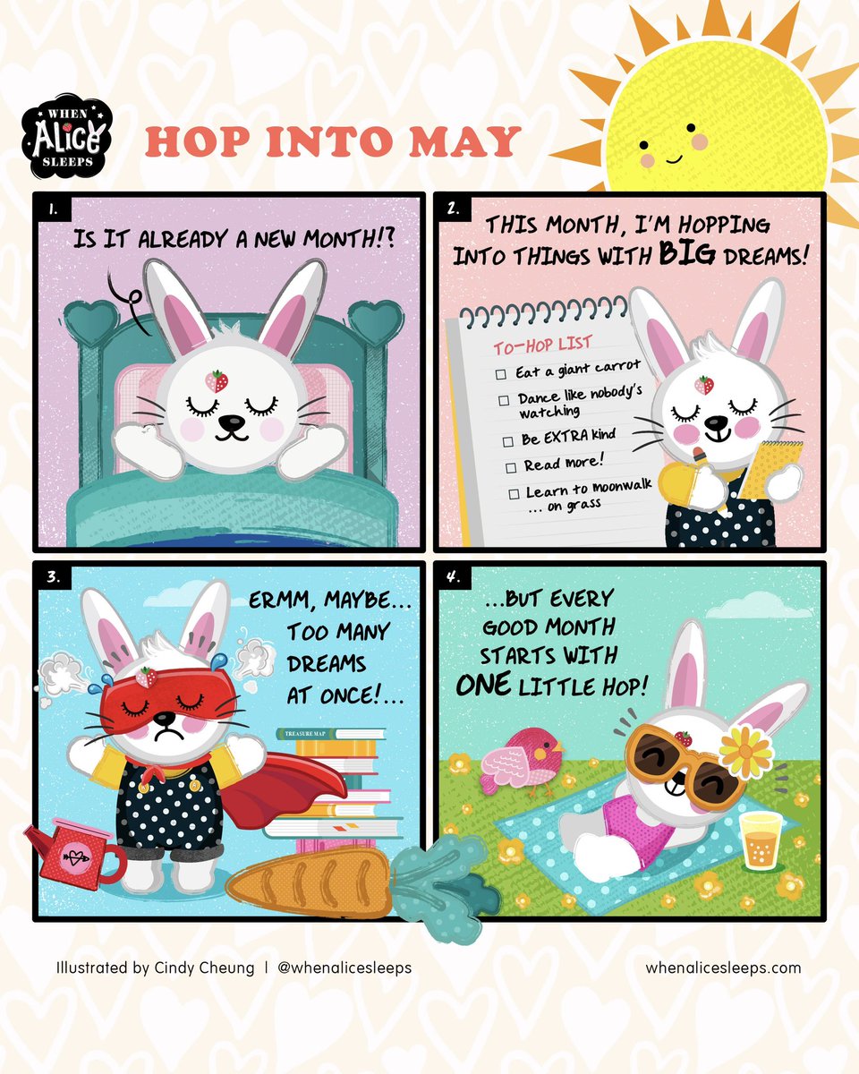 Every good month starts with one little hop!…. 🍓🐰 read more: whenalicesleeps.com/so/61PQHGYag?l…