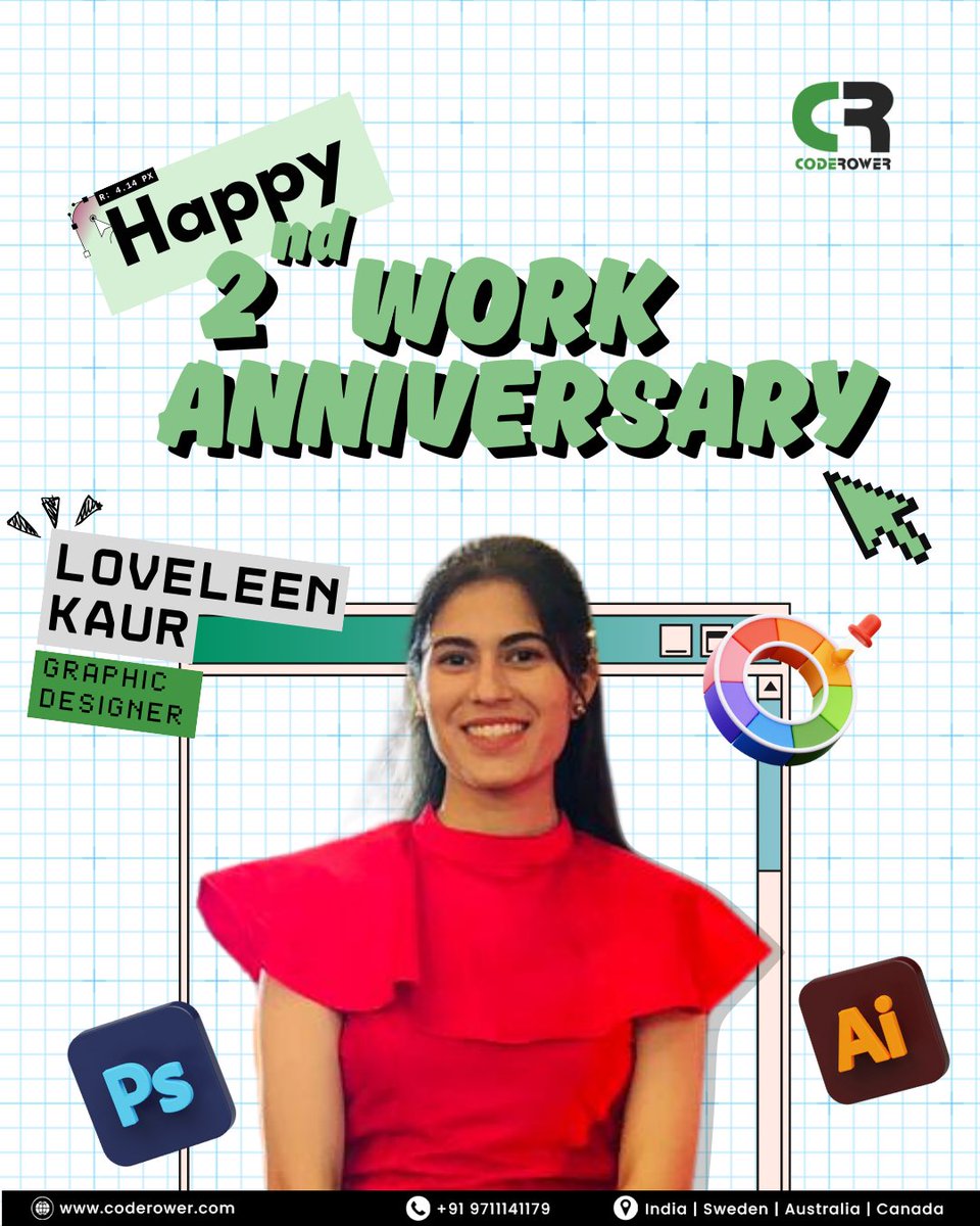 coderower's tweet image. Happy 2nd Work Anniversary to Loveleen Kaur, our design dynamo at CodeRower.
Wish her a fantastic journey ahead in the comments!
Explore career opportunities at coderower.com/career
#coderower #workanniversary #designchampion #creative #teamappreciation #graphicdesigner
