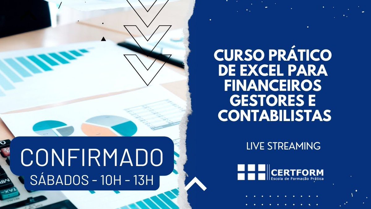 CERTFORM's tweet image. 🆗 CONFIRMADO! CURSO PRÁTICO DE EXCEL PARA FINANCEIROS, GESTORES E CONTABILISTAS buff.ly/hkmJUmT 

📧 geral@certform.pt 

#ExcelFinanceiro #FormacaoExcel #ExcelParaGestores #ExcelProfissional #ExcelOnline #GestaoFinanceira #ExcelAvancado #AnaliseFinanceira