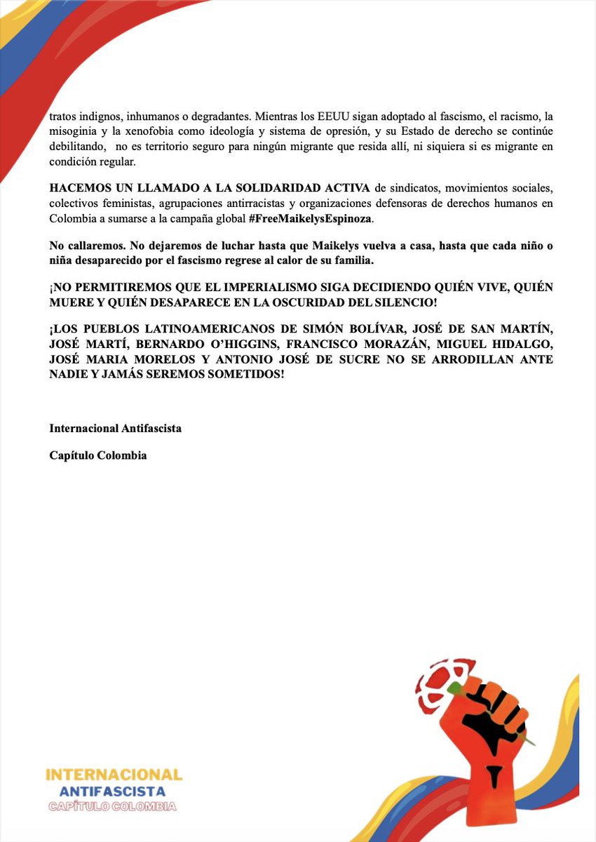 ¡LIBERTAD PARA MAIKELYS ESPINOZA!

Niña venezolana de dos años secuestrada por autoridades migratorias de EE.UU.

🆘 Tiene solo 2 años
🛑 Fue separada de su familia sin pruebas
⚠️ Está retenida como parte de una política racista y criminal

Esto no es un erros burocratico, es