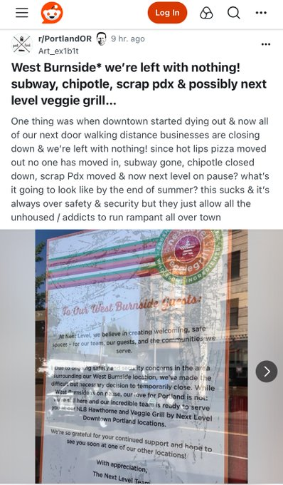 What do you think about lamenting the fact that all businesses in the Portland community are closed and anyone who tells you we have "turned the corner" is lying?