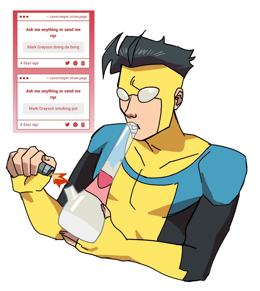 CreeperMreaper's tweet image. Mark smoking the atom eve bong #invincible