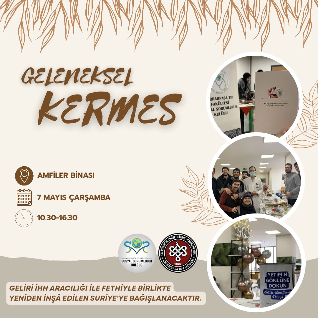 Herkese Merhaba Arkadaşlar👋🏻

Geliri, İHH aracılığıyla fethiyle birlikte yeniden inşâ edilen Suriye’ye bağışlanacak olan etkinliğimizde, sizleri de bu iyilik hareketine ortak olmaya davet ediyoruz.
Desteklerinizle daha da kıymetlenecek olan etkinliğimizde buluşmak üzere.🌷