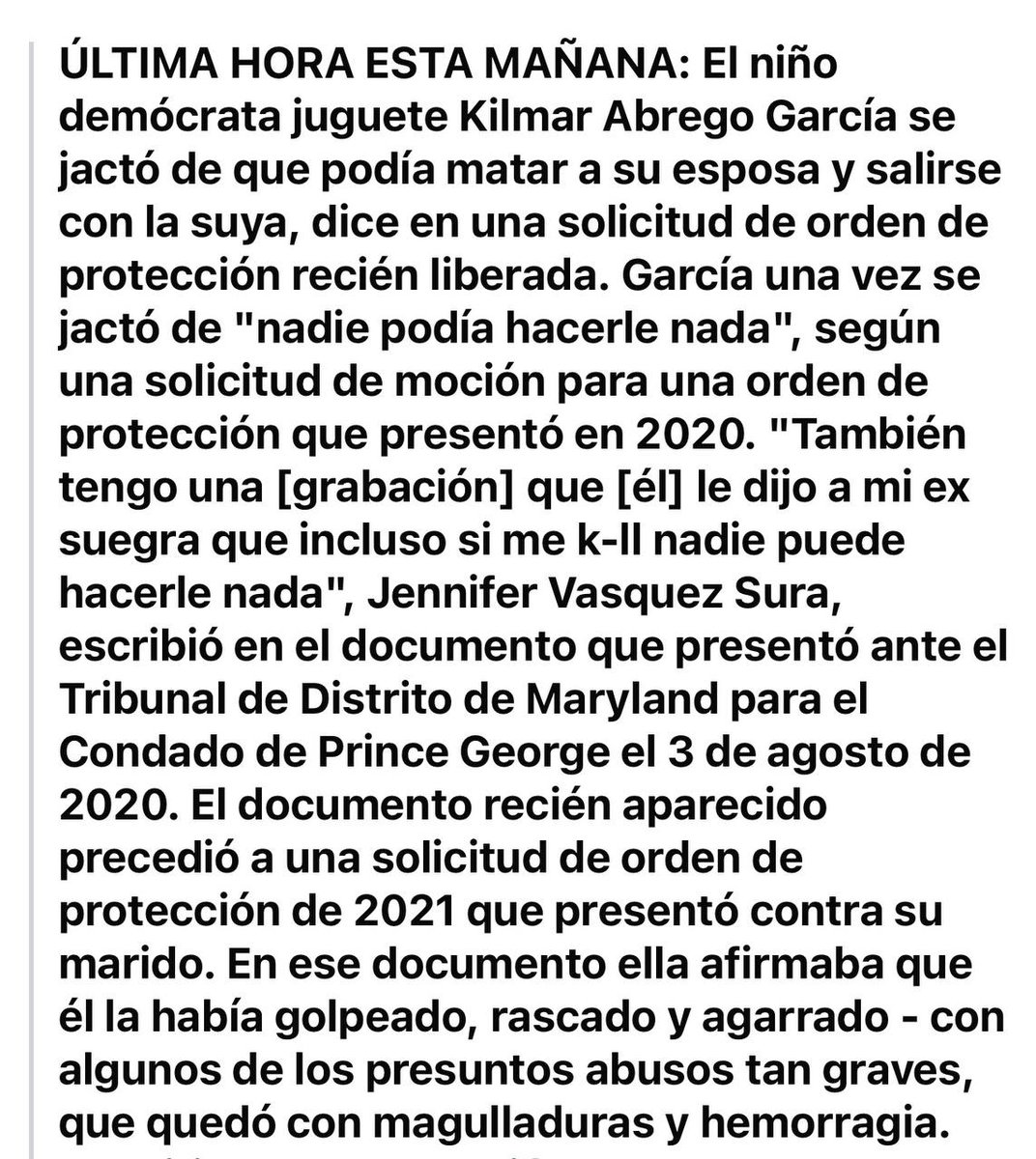 Ray_TheOne's tweet photo. Cuando ves a alguien defendiendo a este individuo sabes cual es su Dios, y te garantizo no es el de Abraham. 

Me dio tres bofetadas". El audio muestra a Jennifer Vásquez Sura, esposa de Kilmar Abrego García, pidiendo a un juez protección temporal contra su esposo en 2020. https://t.co/naEPafl8R8