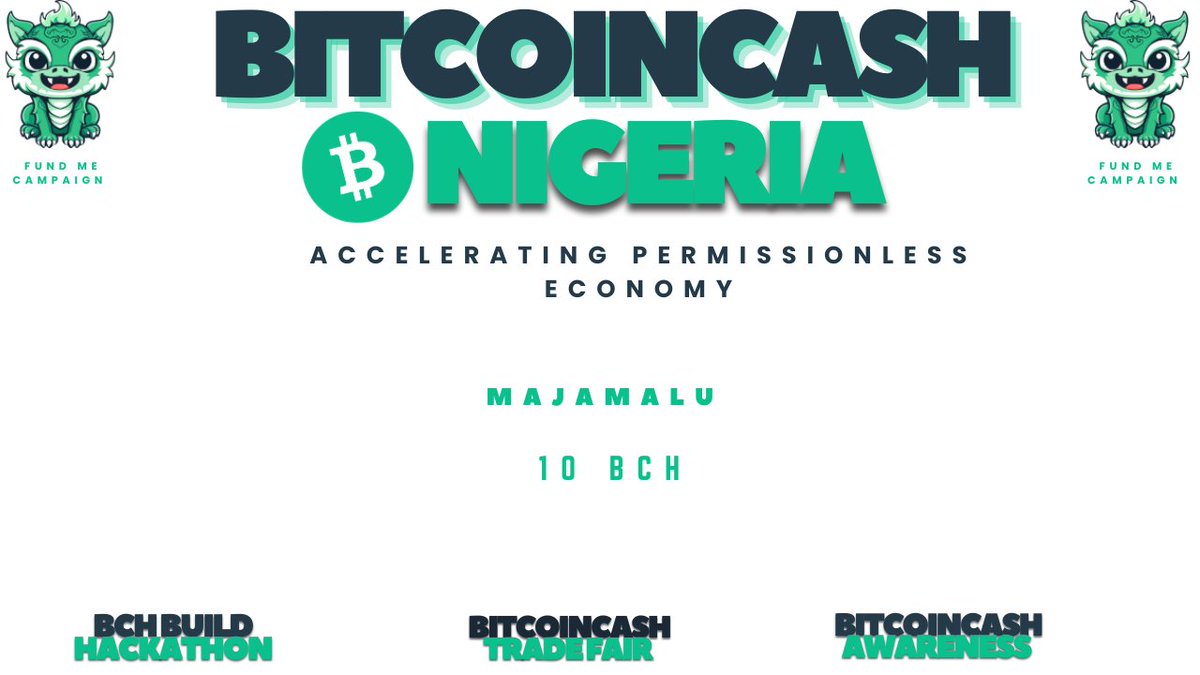 BitcoinCash Nigeria π³π¬ (@bch_nigeria) on Twitter photo <a href="/_minisatoshi/">minisatoshi</a> π₯ Huge shoutout to majamalu , Your belief and support empower us to keep building and driving Bitcoin Cash adoption across Nigeria π³π¬.
We won't stop! ππ We just getting Started,
Let's keep spreading the visionβevery sat counts! ππ· #BitcoinCash fundme.cash/campaign/27 <a href="/_minisatoshi/">minisatoshi</a> π₯ Huge shoutout to majamalu , Your belief and support empower us to keep building and driving Bitcoin Cash adoption across Nigeria π³π¬.
We won't stop! ππ We just getting Started,
Let's keep spreading the visionβevery sat counts! ππ· #BitcoinCash fundme.cash/campaign/27