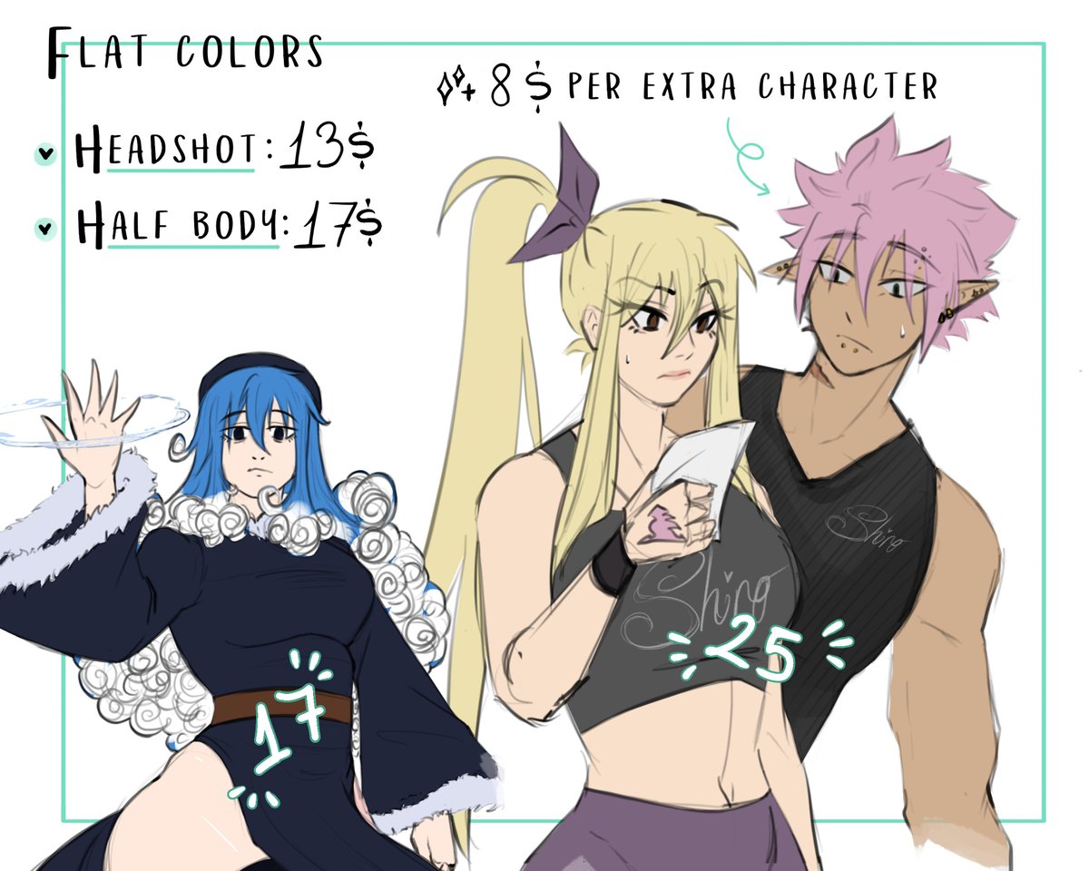 ShiroArts_'s tweet image. 🌸COMMISSIONS SHEET🌸
✫ Dm me if you are interested ✫
#commission #commissionprice #commissionopen #fairytail #nalu