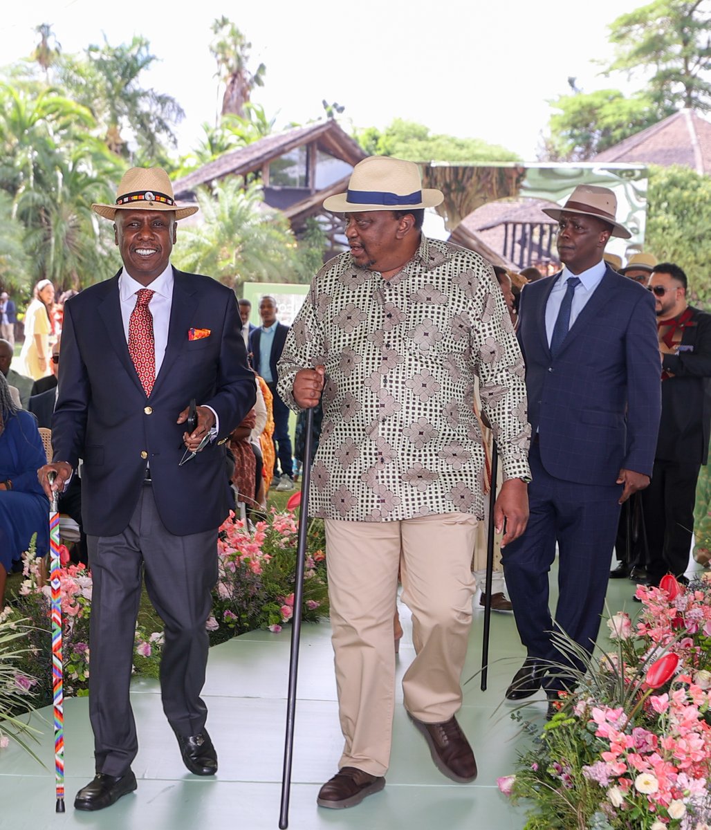 Former President Uhuru Kenyatta graced the wedding ceremony of Ivy and Kimoi, held in Ol Tukai Lodge Amboseli. Kimoi, the son of Gideon Moi, and Ivy, the daughter of Mr. and Mrs. Melly, celebrated their union in a joyous event attended by family, friends, and dignitaries.