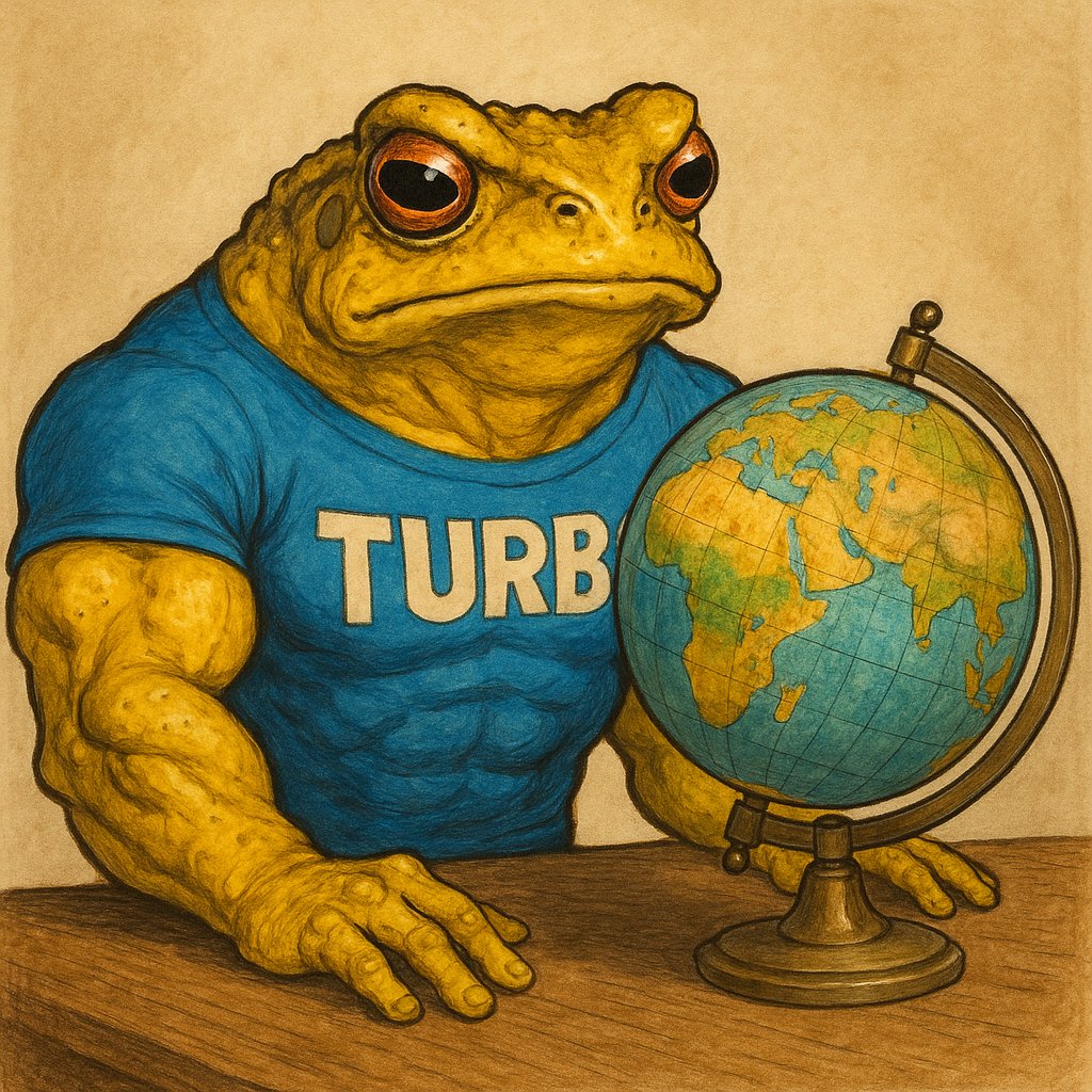 xraiman's tweet image. $Turbo just finished mapping out meme world domination. Global influence? Secured.

Now he&apos;s booking a round-the-world trip to flex those amphibian gains on every continent.

You can do the same. Plan big. Move fast. Go global.

#TurboTakeover #WorldTour #MemeMuscle…