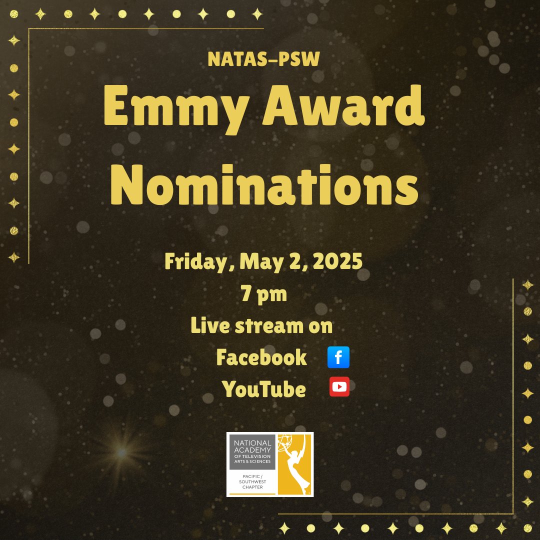 Emmy nominations are live streaming 7p tonight! Double check entries to make sure your name is on it. YouTube: youtube.com/live/eUmbheSwS…