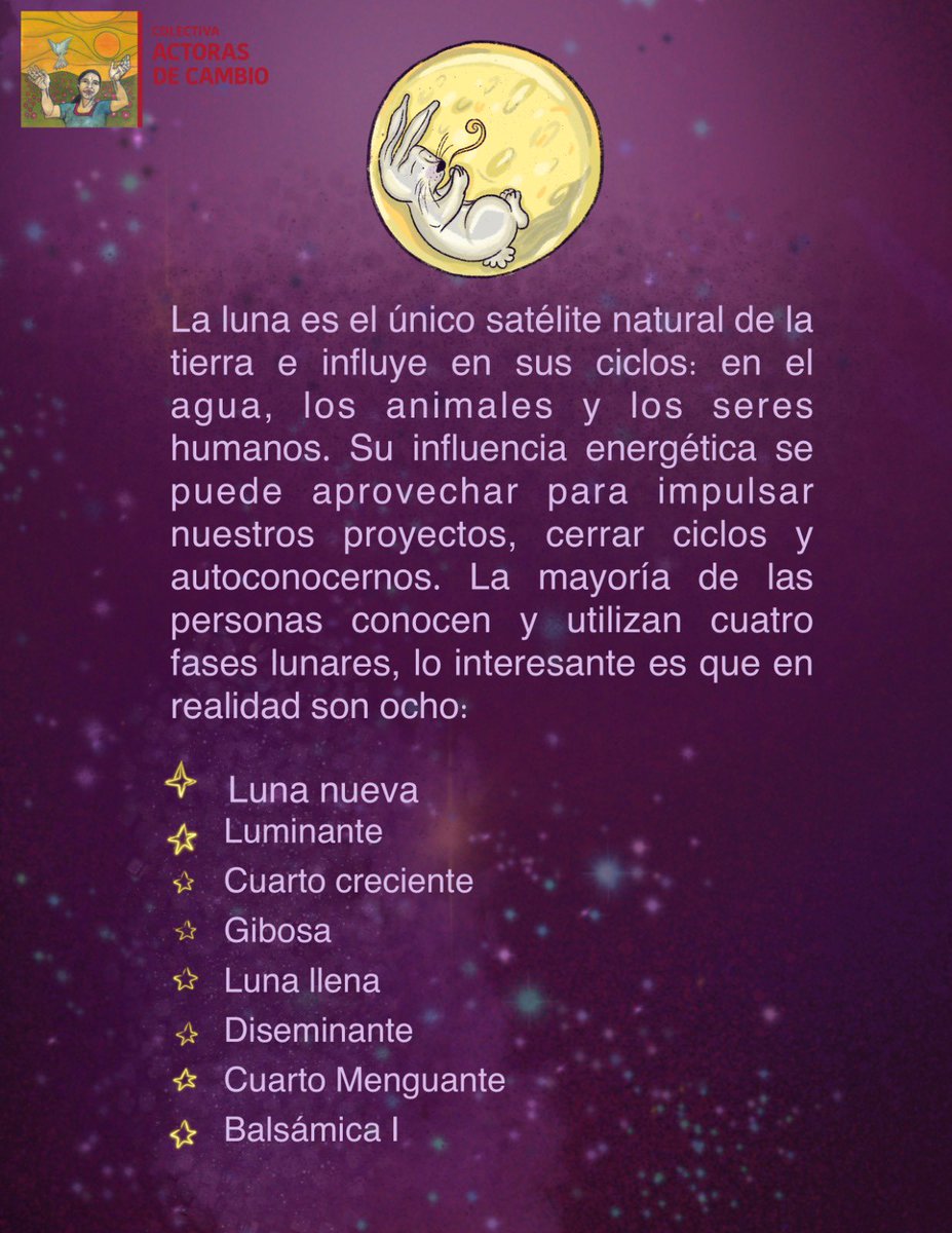 ActorasC's tweet image. Nuestra ciclicidad conectada a los ciclos de la tierra

🌙🌑La luna 
.

🦋Las redes de cuidado son lugares seguros para la educación sexual, una nueva sexualidad y una nueva vida. 

📲Guarda y comparte para que seamos más quienes nos conectemos con la luna y con nuestros ciclos
