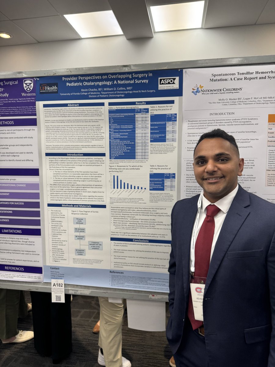 Celebrating Kevin Chacko, UF MS4, presenting his poster at ASPO 2025 in Montreal!
