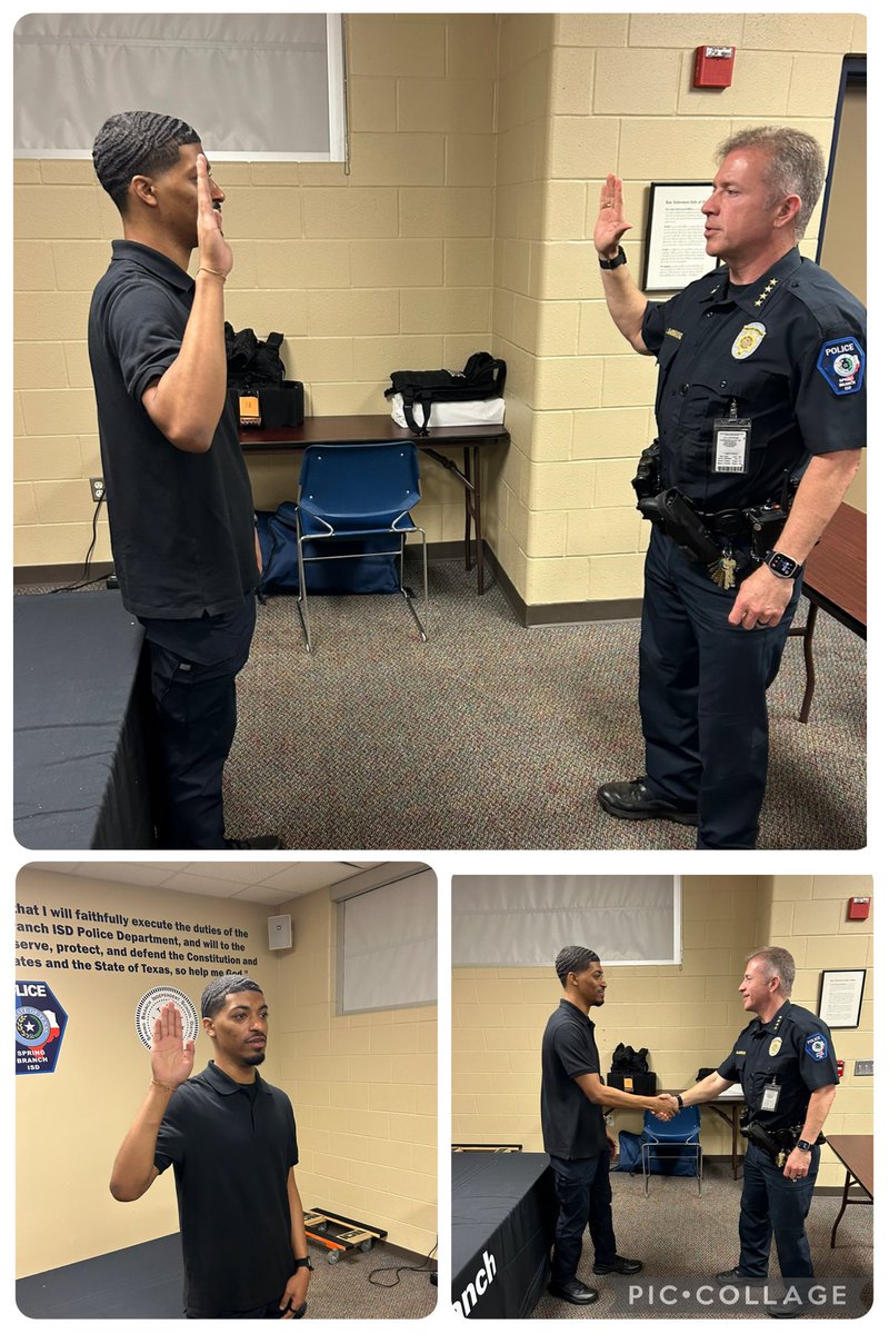 Chief Baimbridge had the honor of swearing in Officer T. Watson this morning.
Welcome to our SBISD Family Officer T. Watson!