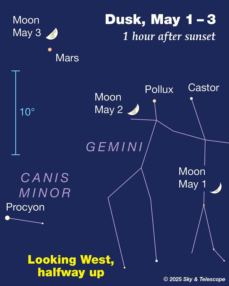 The waxing Moon crosses from Gemini into dim, Mars-bearing Cancer early this week. Not shown is the Beehive Cluster near Mars.
buff.ly/rEzY4Ag 
.
.
#astronomy #stargazing #gemini #mars #cancer #moon #beehivecluster