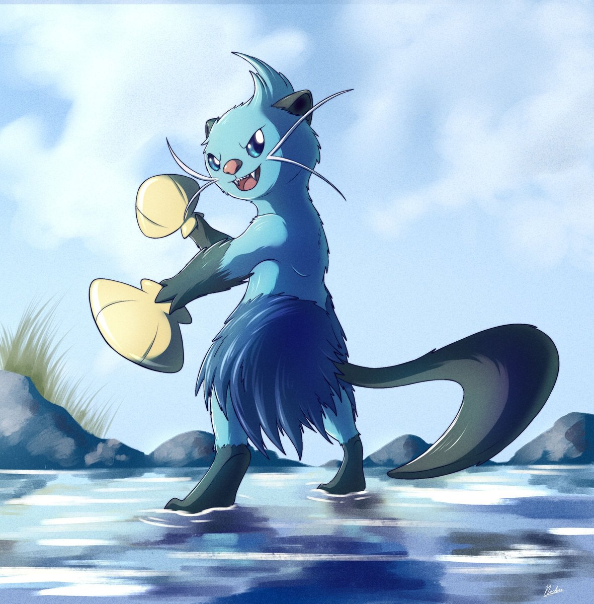 5/02 is Dewott Day, and so I'm sharing a couple of older drawings of the badass and adorable samurai otter ^^ #Pokemon #フタチマルの日