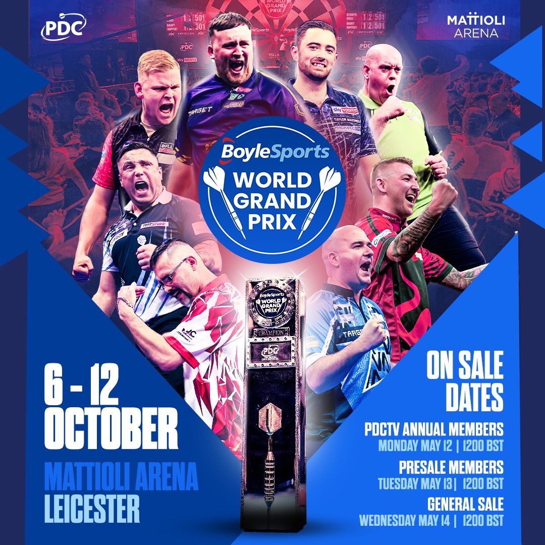 World Grand Prix of Darts - tickets on sale soon 🎯 
Pre-register for early access to tickets - we SOLD OUT in record time last year!
Register here before 9th May 1200hrs, or miss out!!
buff.ly/F3hQ9lW
