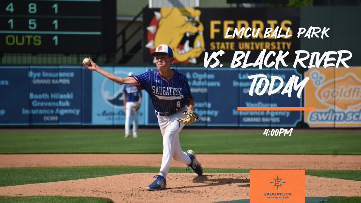 Game Day Alert! Our Saugatuck Baseball team faces off against Black River today at LMCU Ball Park. First pitch at 4:00 PM. Grab some friends and come enjoy this sweet venue! 

#TrailblazersLeadTheWay