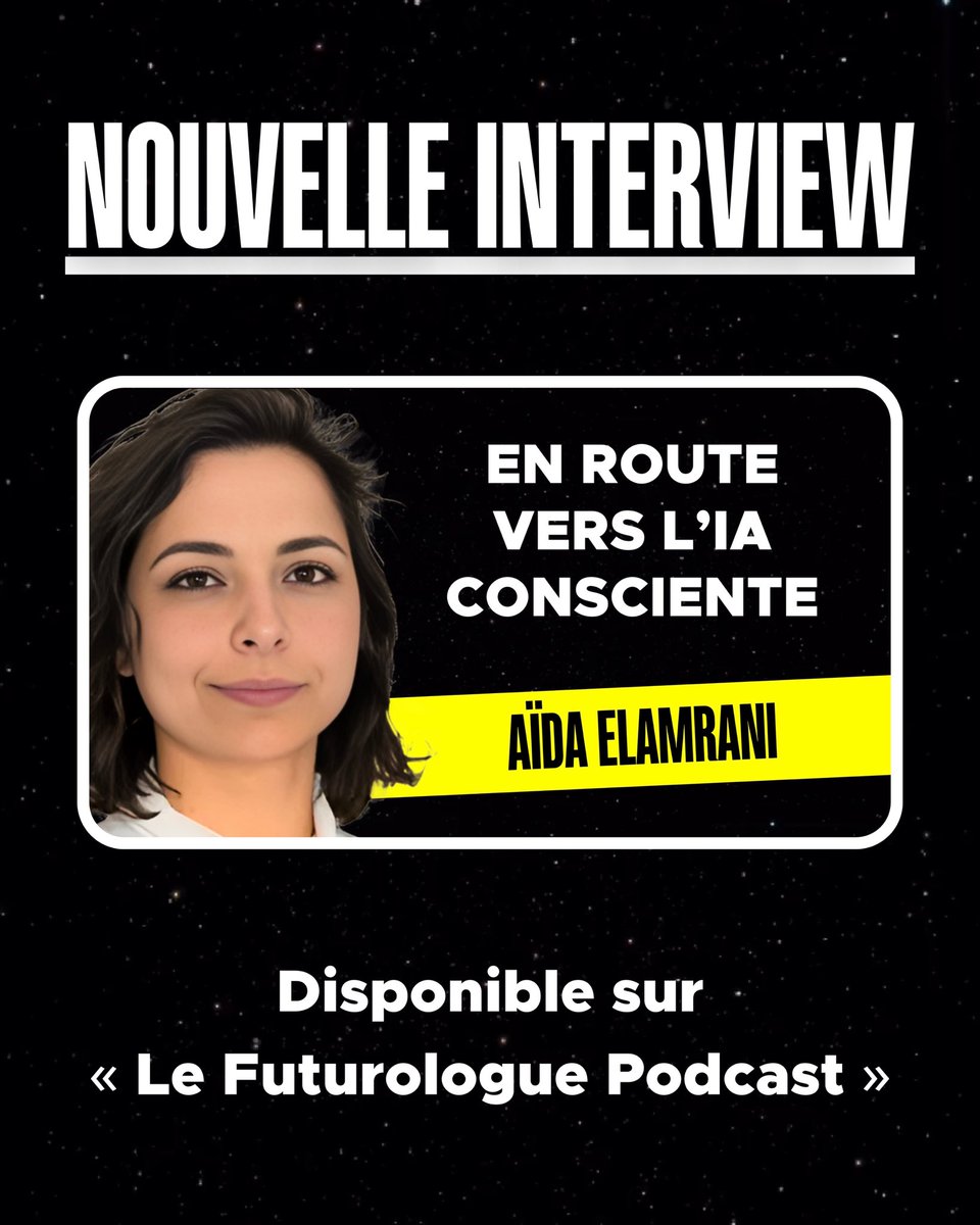 Nouvelle interview d’<a href="/AidaElam/">Aïda Elamrani</a>, experte en philosophie de l’intelligence artificielle !

Les IA sont-elles déjà conscientes ?
Faut-il chercher à créer des IA conscientes ?
Doit-on donner des droits aux IA conscientes ?

Pour le découvrir : youtu.be/NMvcI2voDbw