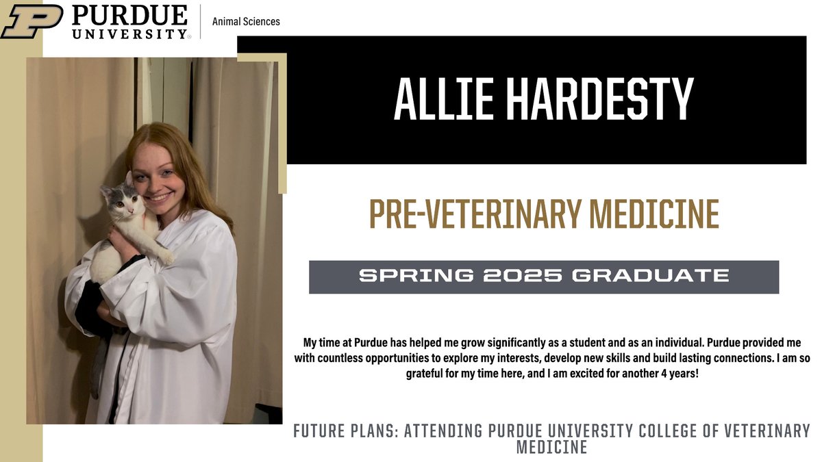 PU Animal Sciences (@purdueansc) on Twitter photo #PurdueANSC is recognizing its <a href="/PurdueAg/">Purdue Agriculture</a> spring graduates🎓 Today, we are highlighting Allie Hardesty, who will be attending the Purdue University College of Veterinary Medicine. Congratulations, Allie! #PurdueANSC is recognizing its <a href="/PurdueAg/">Purdue Agriculture</a> spring graduates🎓 Today, we are highlighting Allie Hardesty, who will be attending the Purdue University College of Veterinary Medicine. Congratulations, Allie!