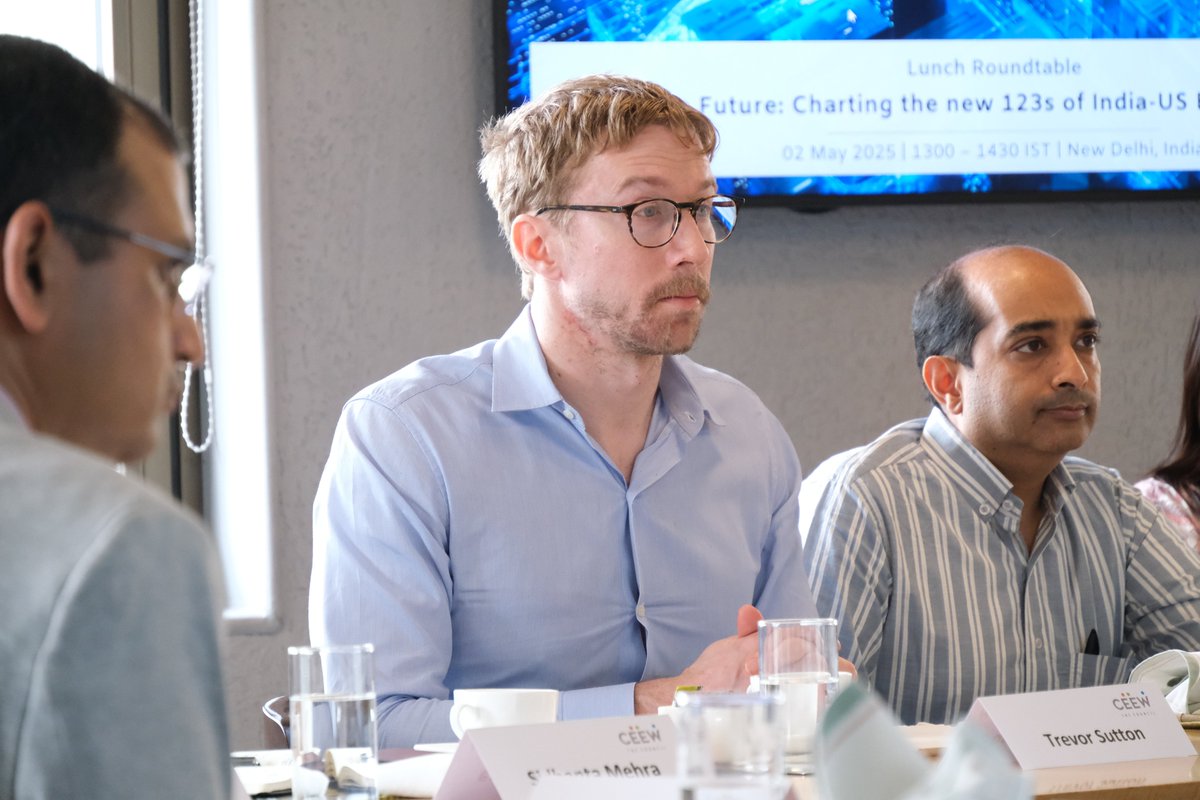 CEEW (@ceewindia) on Twitter photo 🤝 Strengthening India-US Energy Cooperation 🇮🇳🇺🇸 | #CEEWDialogues
We were pleased to host a lunch roundtable with a delegation from <a href="/ColumbiaUEnergy/">Center on Global Energy Policy</a>, including <a href="/JasonBordoff/">Jason Bordoff</a> <a href="/ShayakSengupta/">Shayak Sengupta</a> <a href="/trevorcsutton/">Trevor Sutton</a>.
The conversation brought together experts from leading think tanks, 🤝 Strengthening India-US Energy Cooperation 🇮🇳🇺🇸 | #CEEWDialogues
We were pleased to host a lunch roundtable with a delegation from <a href="/ColumbiaUEnergy/">Center on Global Energy Policy</a>, including <a href="/JasonBordoff/">Jason Bordoff</a> <a href="/ShayakSengupta/">Shayak Sengupta</a> <a href="/trevorcsutton/">Trevor Sutton</a>.
The conversation brought together experts from leading think tanks,