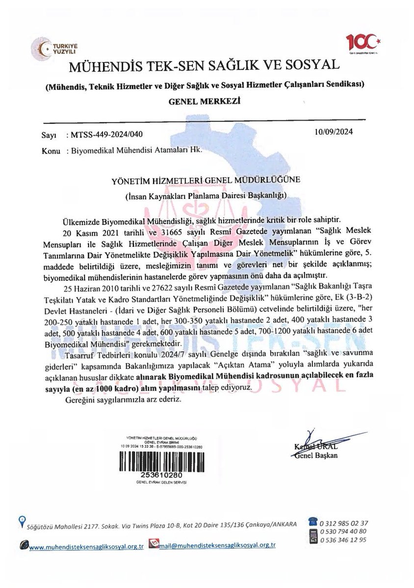 <a href="/MuhTekSenSagSos/">Mühendis Tek-Sen Sağlık ve Sosyal</a> Resmî Gazete‘de sağlık bakanlığı ilanında, Üreten Sağlık Modeli ve sağlıkta teknoloji hedeflerini tanıtan <a href="/drmemisoglu/">Prof. Dr. Kemal Memişoğlu</a> önderliğinde Biyomedikal Mühendislerine SIFIR kadro verildi. Bütün emeklerimiz SIFIR kadro için miydi? #biyomedikal