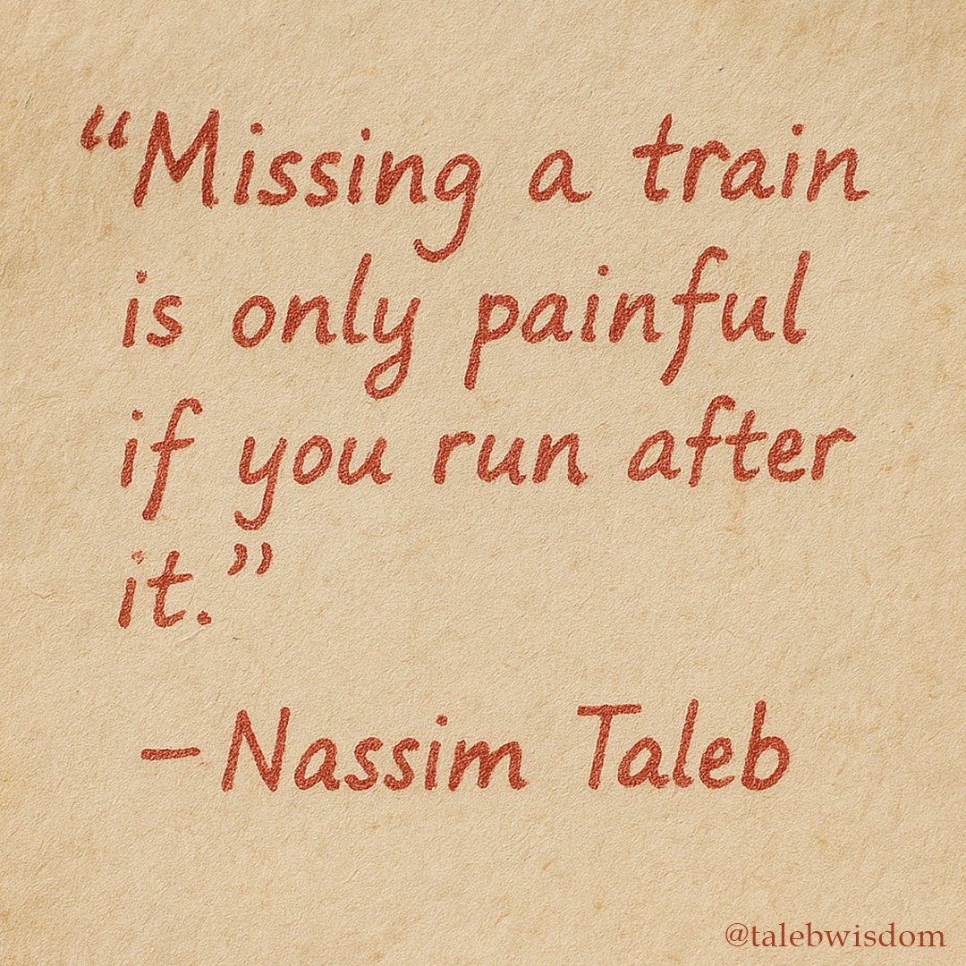 TalebWisdom's tweet image. 📊 Top 10 Most Liked Posts from @TalebWisdom – April 2025
A recap of your favorite Taleb quotes last month:
🧵👇
1. "Missing a train is only painful if you run after it".