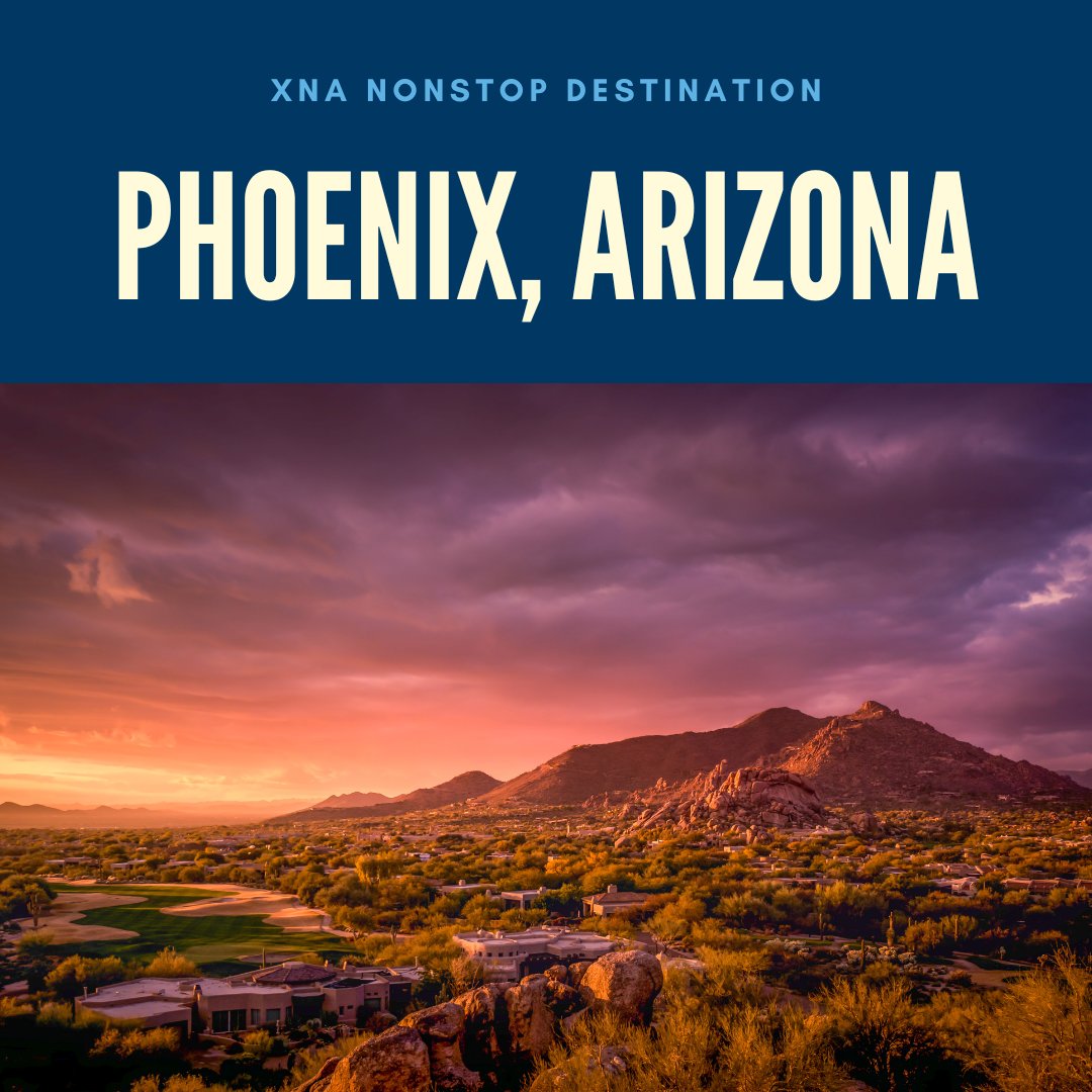 This #DirectFlightFriday, we’re heading to the desert oasis of Phoenix! Fly nonstop from XNA to Phoenix. Hike Camelback Mountain, explore the Desert Botanical Garden, or relax at one of the city’s luxurious resorts. Phoenix offers endless sunshine and adventure.