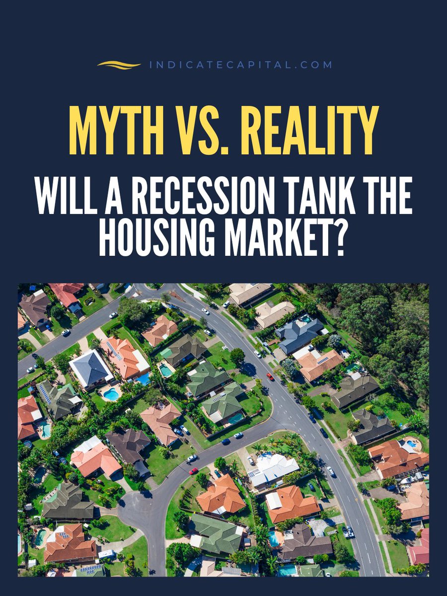 IndicateCapital's tweet photo. 🚨 Recession talk is back — but that doesn’t mean home prices will crash.
In 4 of the last 6 recessions, prices went up. 2008 was the outlier, not the norm.
With low inventory, today’s market is more stable than you think.
#IndicateCapital #HousingMarket #Recession2025 https://t.co/4rgxvou6xm