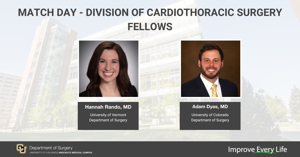 CU Department of Surgery (@cudeptsurg) on Twitter photo A big congratulations to the new 2025-2026 Pediatric and Cardiothoracic fellows! We're so excited for you to join us at <a href="/CUAnschutz/">CU Anschutz Medical Campus</a>! #MatchDay A big congratulations to the new 2025-2026 Pediatric and Cardiothoracic fellows! We're so excited for you to join us at <a href="/CUAnschutz/">CU Anschutz Medical Campus</a>! #MatchDay