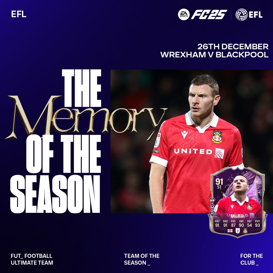 Wrexham AFC (@wrexham_afc) on Twitter photo 🚀 <a href="/PMullin7/">Paul Mullin</a>'s incredible goal vs Blackpool has earned him an @easportsfc EFL Highlight of the Season in #FC25!
#TOTS 🚀 <a href="/PMullin7/">Paul Mullin</a>'s incredible goal vs Blackpool has earned him an @easportsfc EFL Highlight of the Season in #FC25!
#TOTS